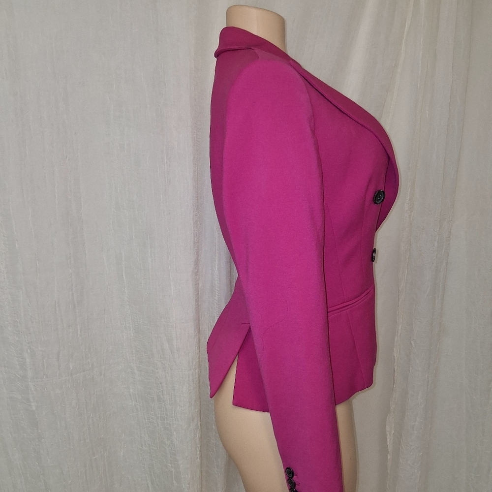 Anne Klein Women Size 4 Fuchsia Double-Breasted Blazer - Picture 7 of 15